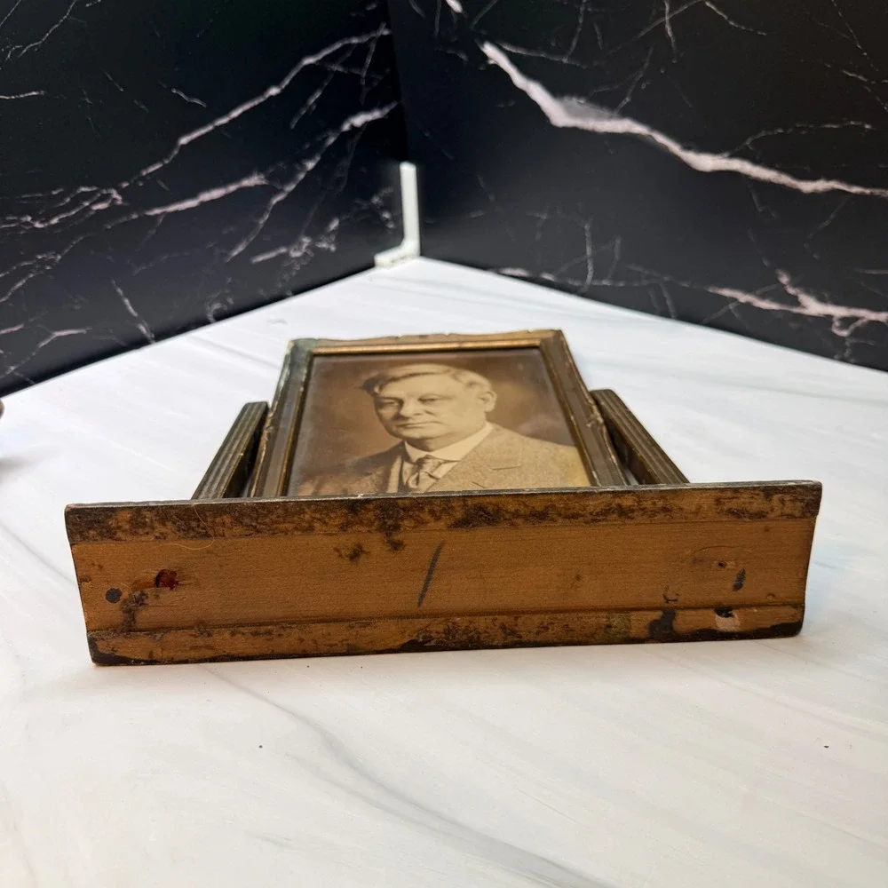 Antique 1920s Art Deco Swing Tilt Portrait Picture Frame Photo Wood Art Deco